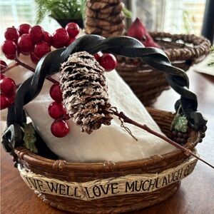 Grapevine Resin Wicker iron  Basket Live Well Love Much Laugh often  decor.